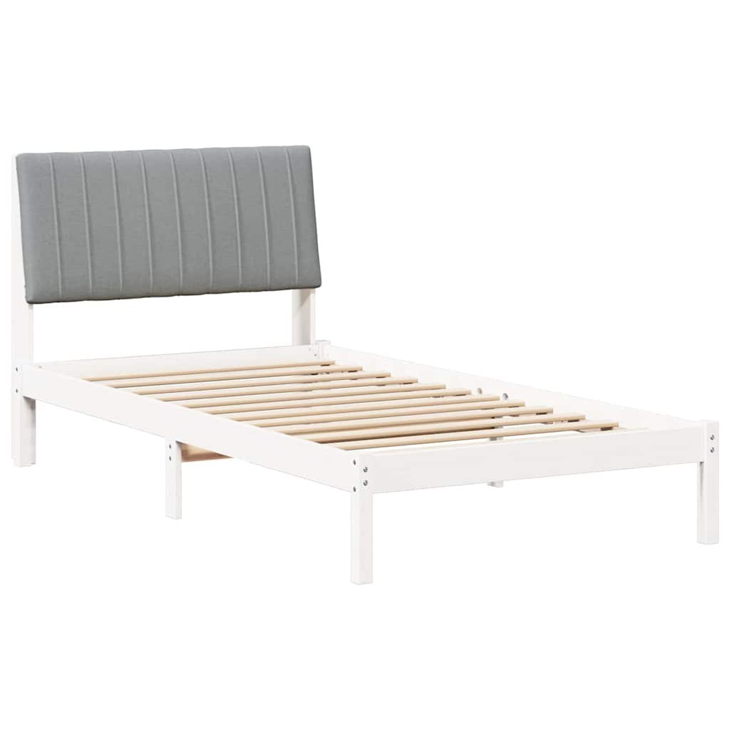 Ramka łóżka Z zagłówkiem Biały 100 x 200 cm Lite drewno sosnowe