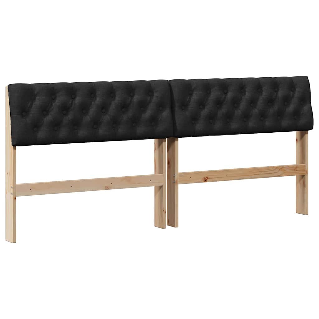 Tapicerowane wezgłowie Czarny 180 cm Lite drewno sosnowe