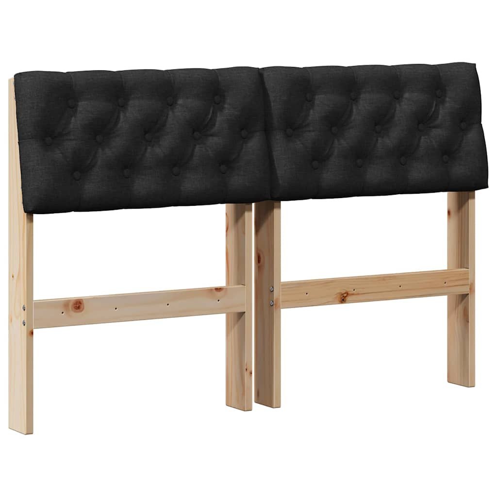 Tapicerowane wezgłowie Czarny 120 cm Lite drewno sosnowe