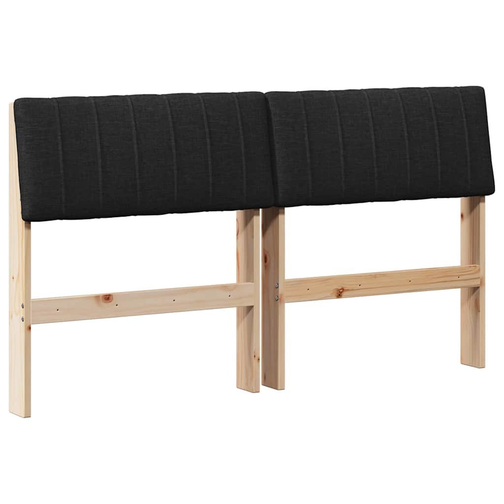 Tapicerowane wezgłowie Czarny 140 cm Lite drewno sosnowe