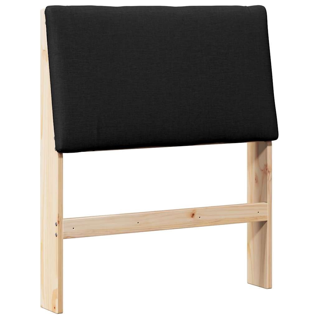Tapicerowane wezgłowie Czarny 75 cm Lite drewno sosnowe