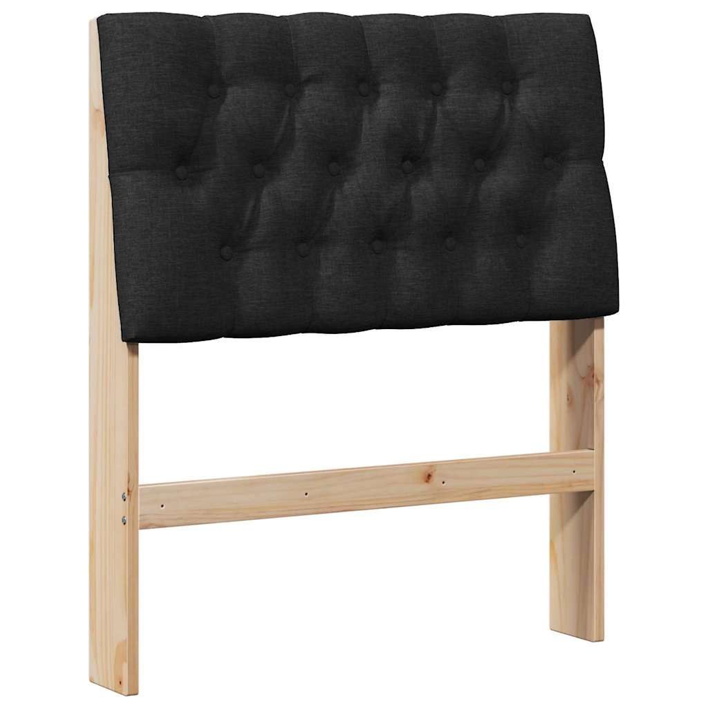 Tapicerowane wezgłowie Czarny 75 cm Lite drewno sosnowe