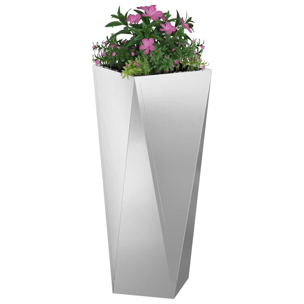 Donica 2 szt. Srebrny 30 x 30 x 75 cm Stal Galwanizowana