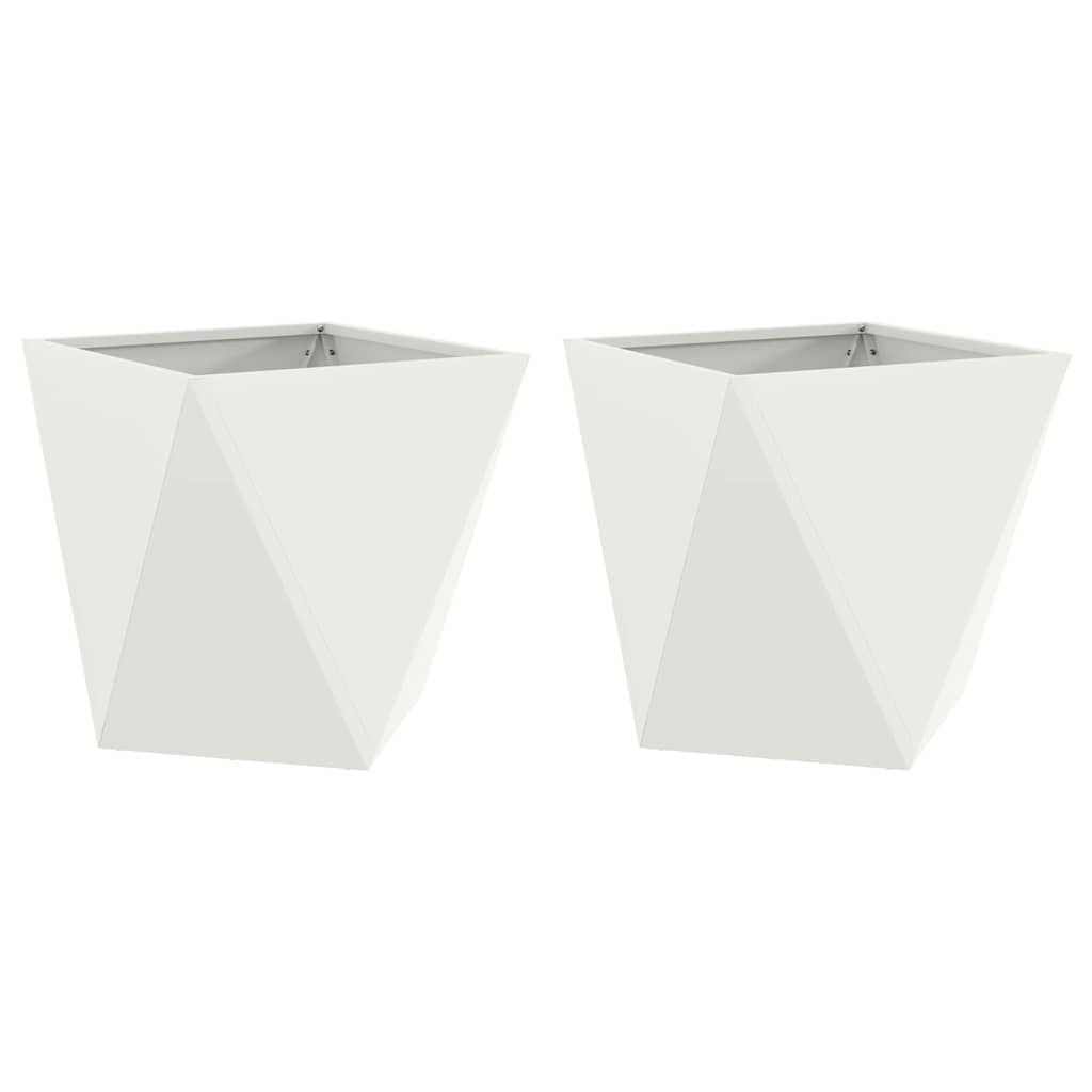 Donica 2 szt. Biały 40 x 40 x 40 cm Stal