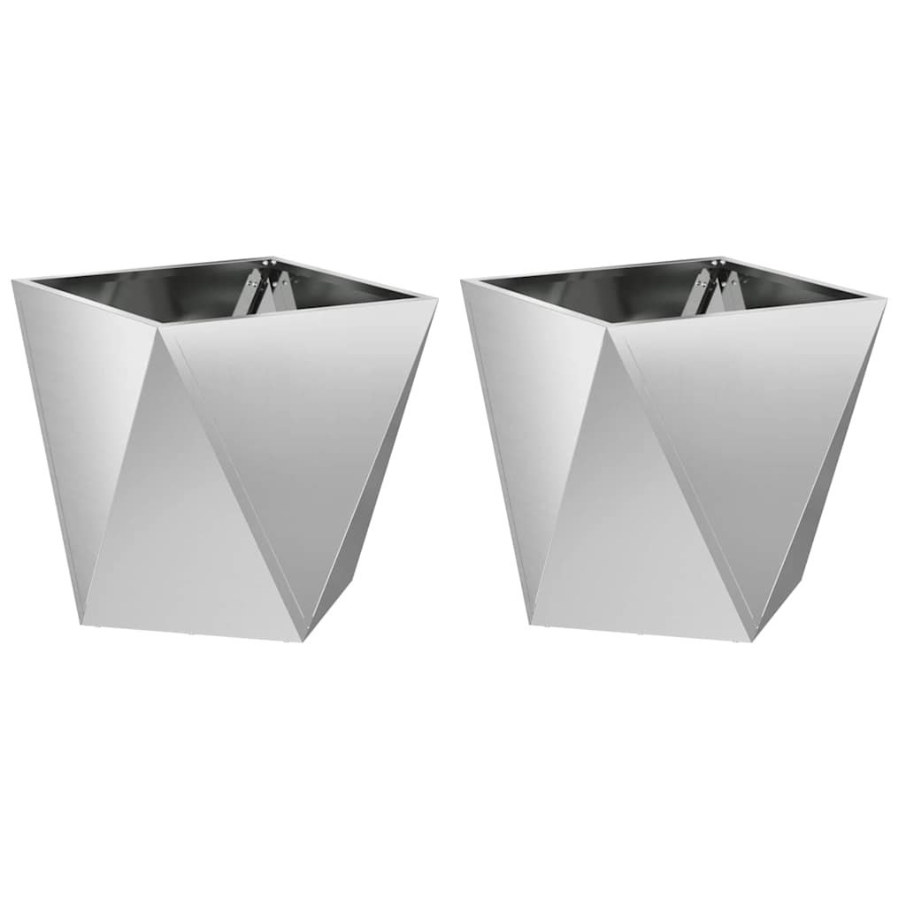 Donica 2 szt. Srebrny 40 x 40 x 40 cm Stal Galwanizowana