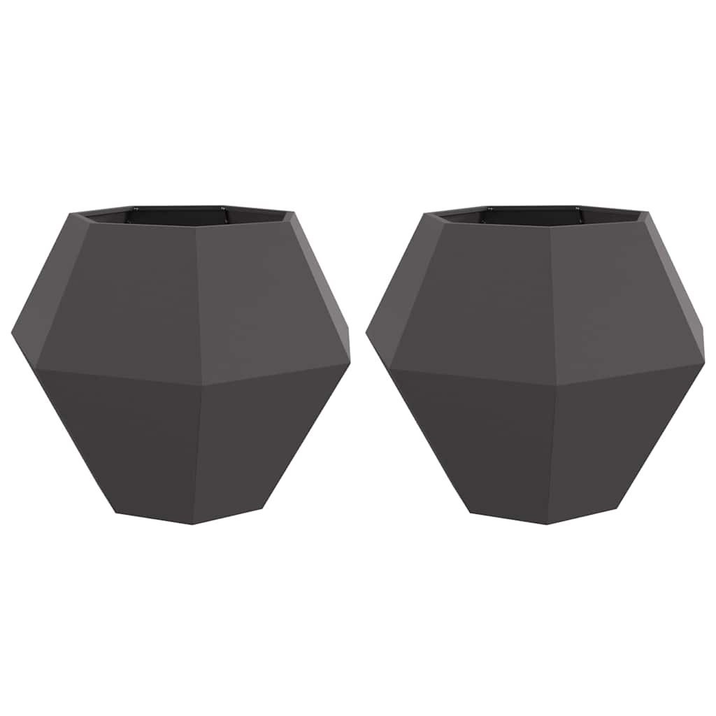 Donica 2 szt. Czarny 100 x 100 x 80 cm Stal