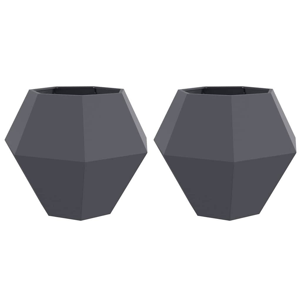 Donica 2 szt. antracytowy 100 x 100 x 80 cm Stal