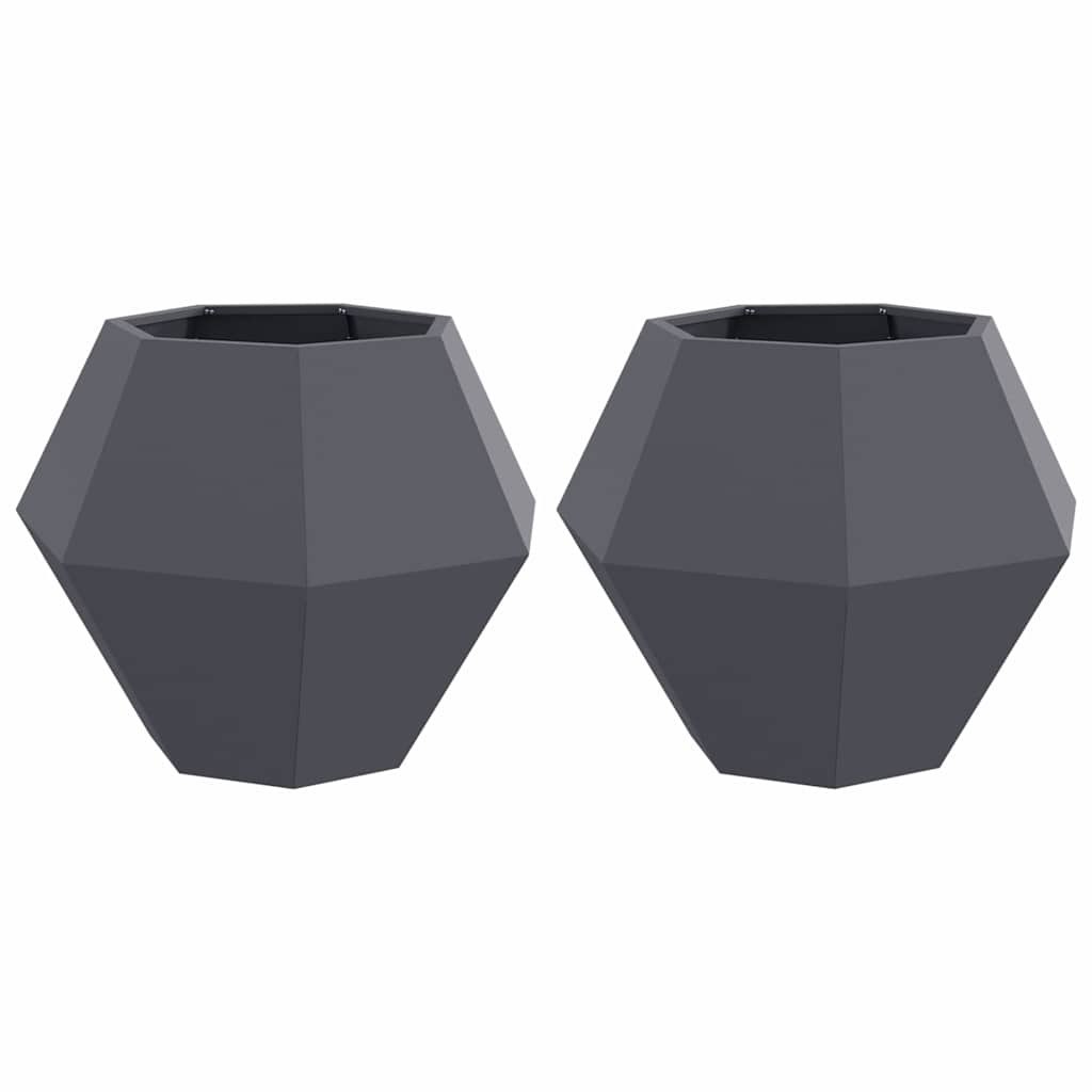 Donica 2 szt. antracytowy 75 x 75 x 60 cm Stal