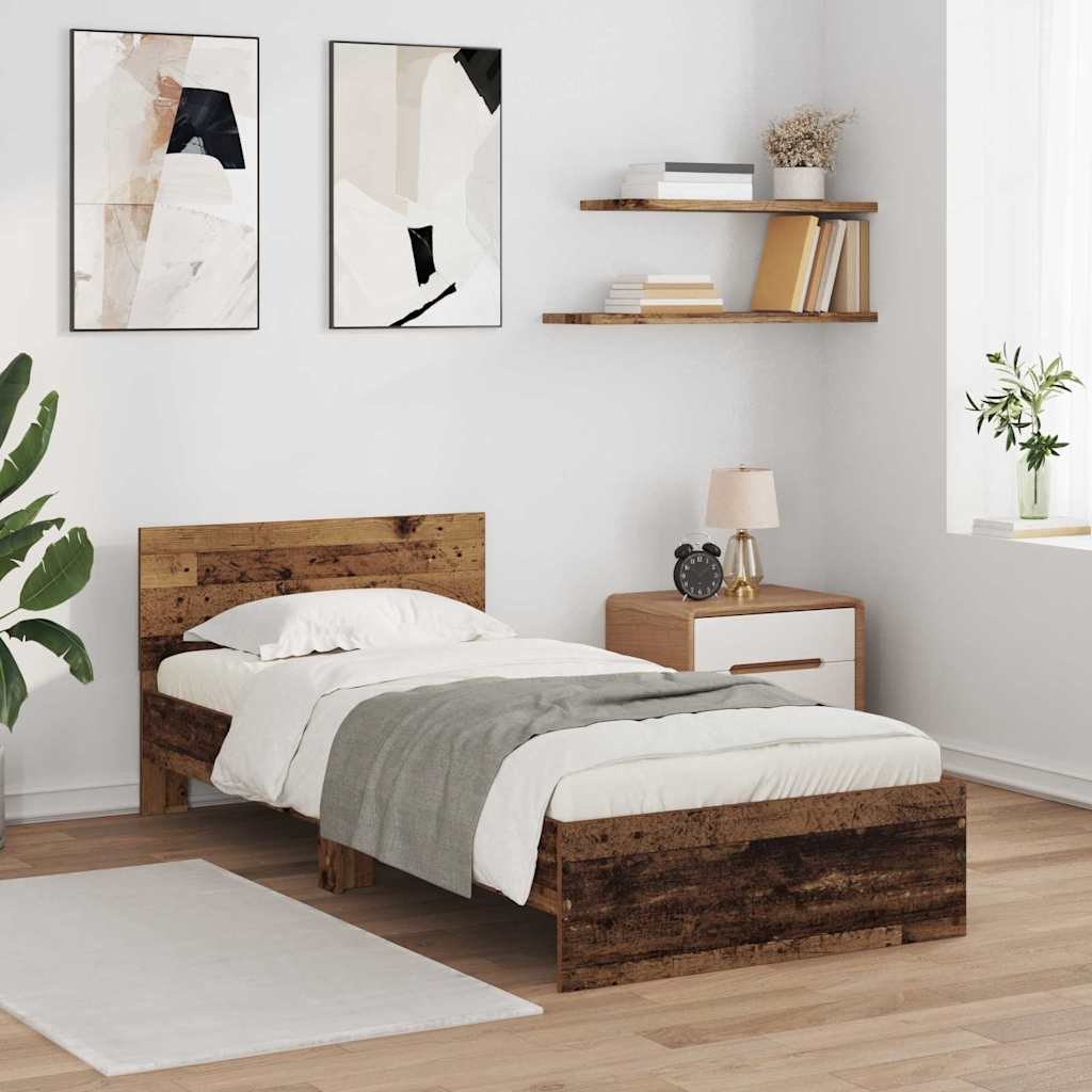 Ramka łóżka Stare drewno 100 x 200 cm Drewno inżynieryjne