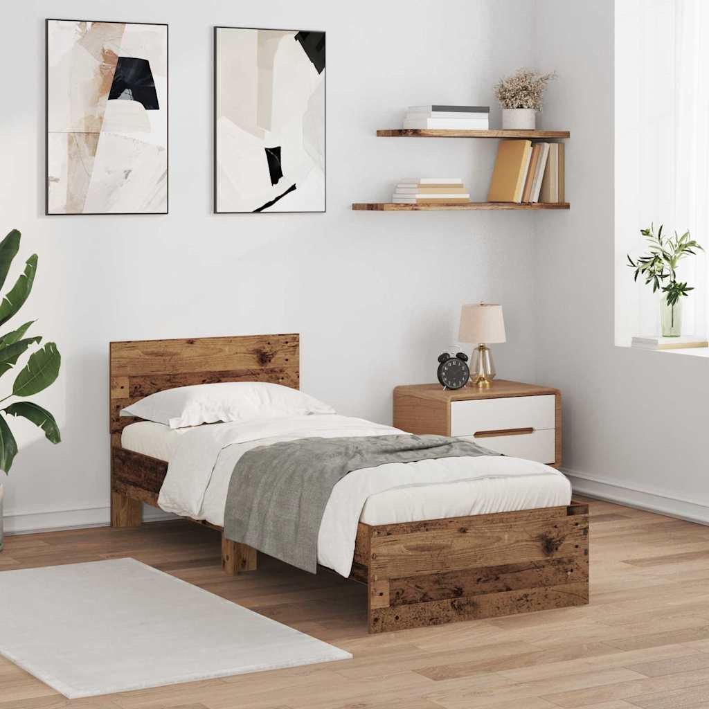 Ramka łóżka Stare drewno 75 x 190 cm Drewno inżynieryjne