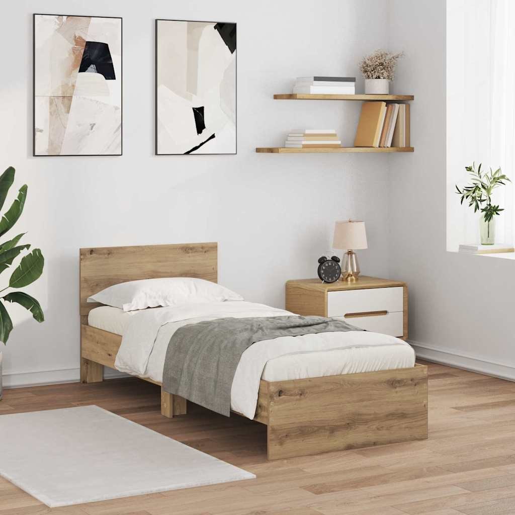 Ramka łóżka Dąb rzemieślniczy 75 x 190 cm Drewno inżynieryjne