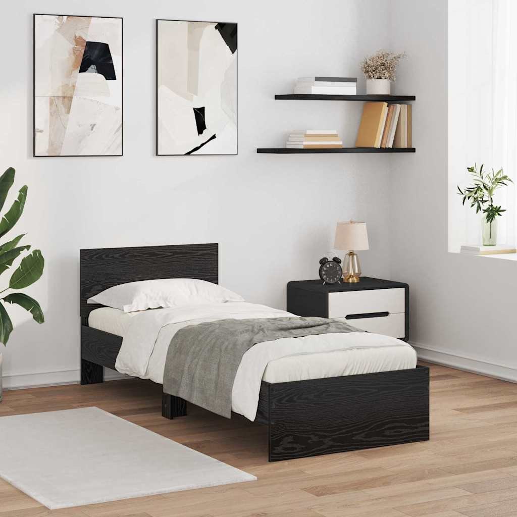 Ramka łóżka Czarny Dąb 75 x 190 cm Drewno inżynieryjne