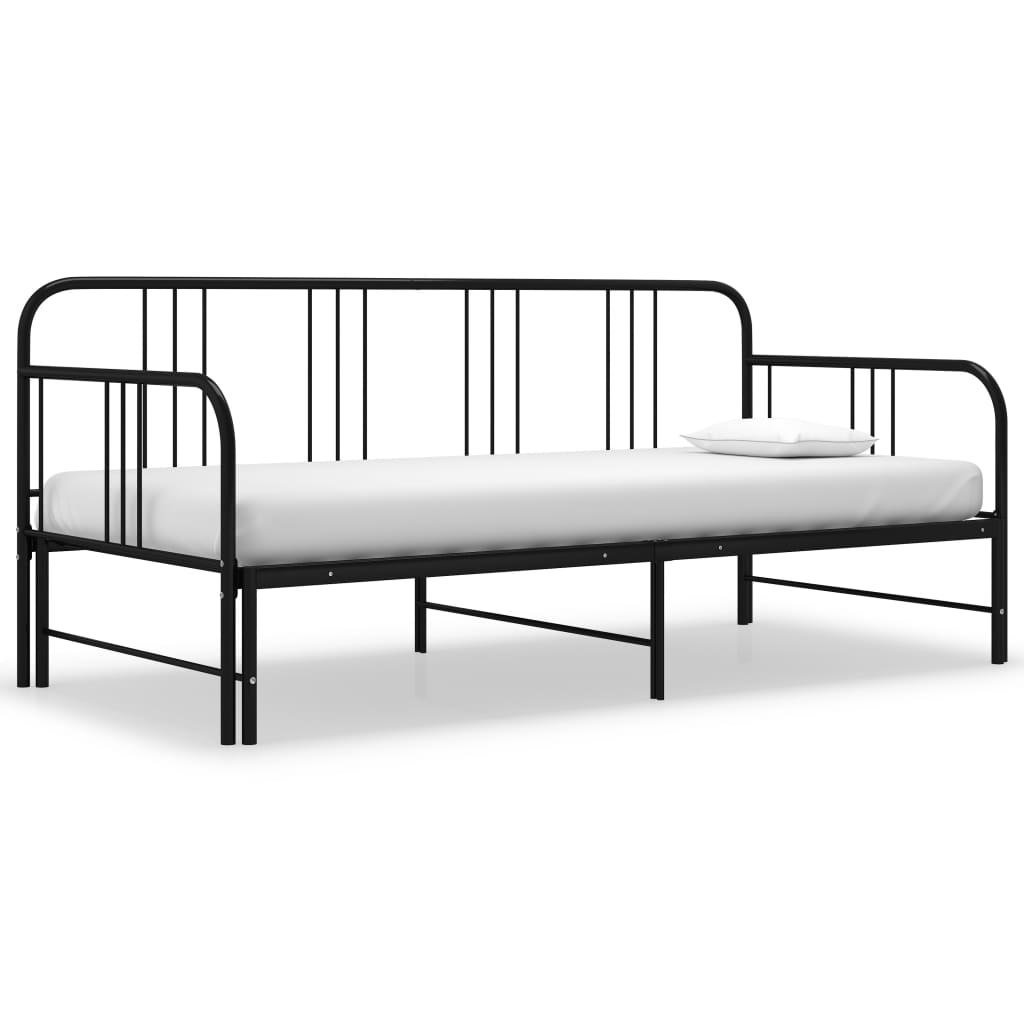 Sofa z wysuwaną ramą łóżka, czarna, metalowa, 90x200 cm Lumarko!