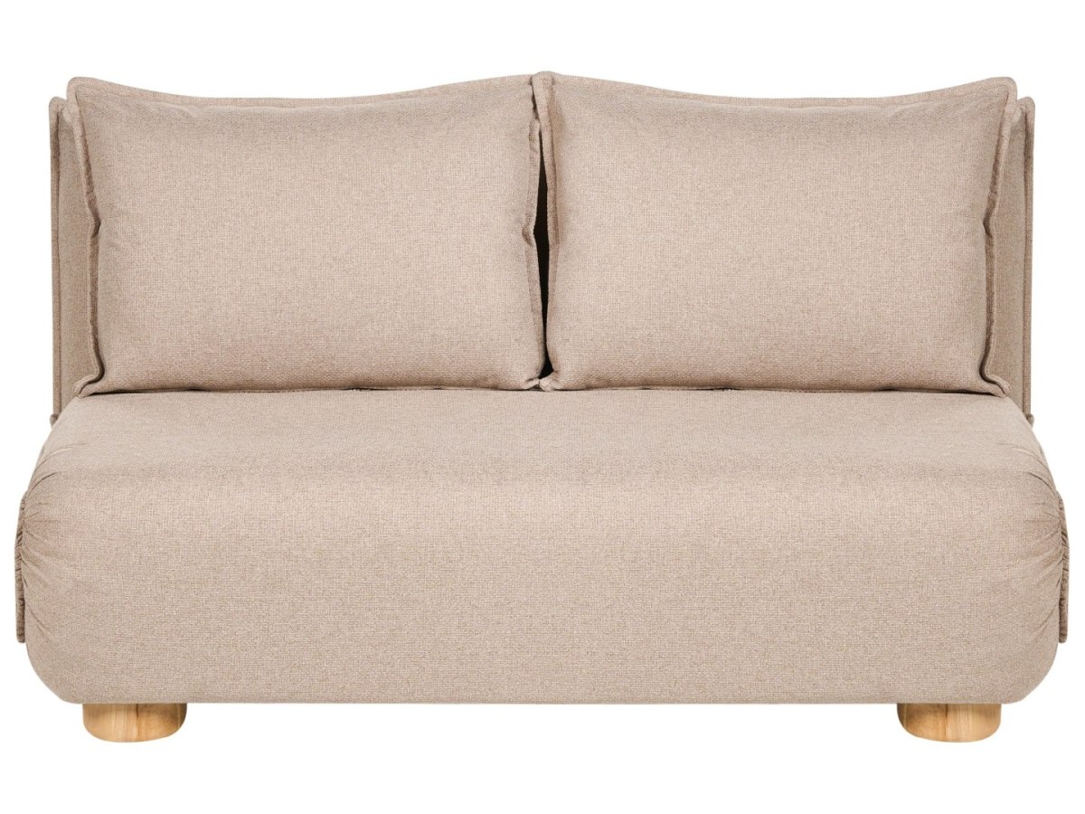 Sofa rozkładana dla 2 osób ABISKO Len syntetyczny Beżowy