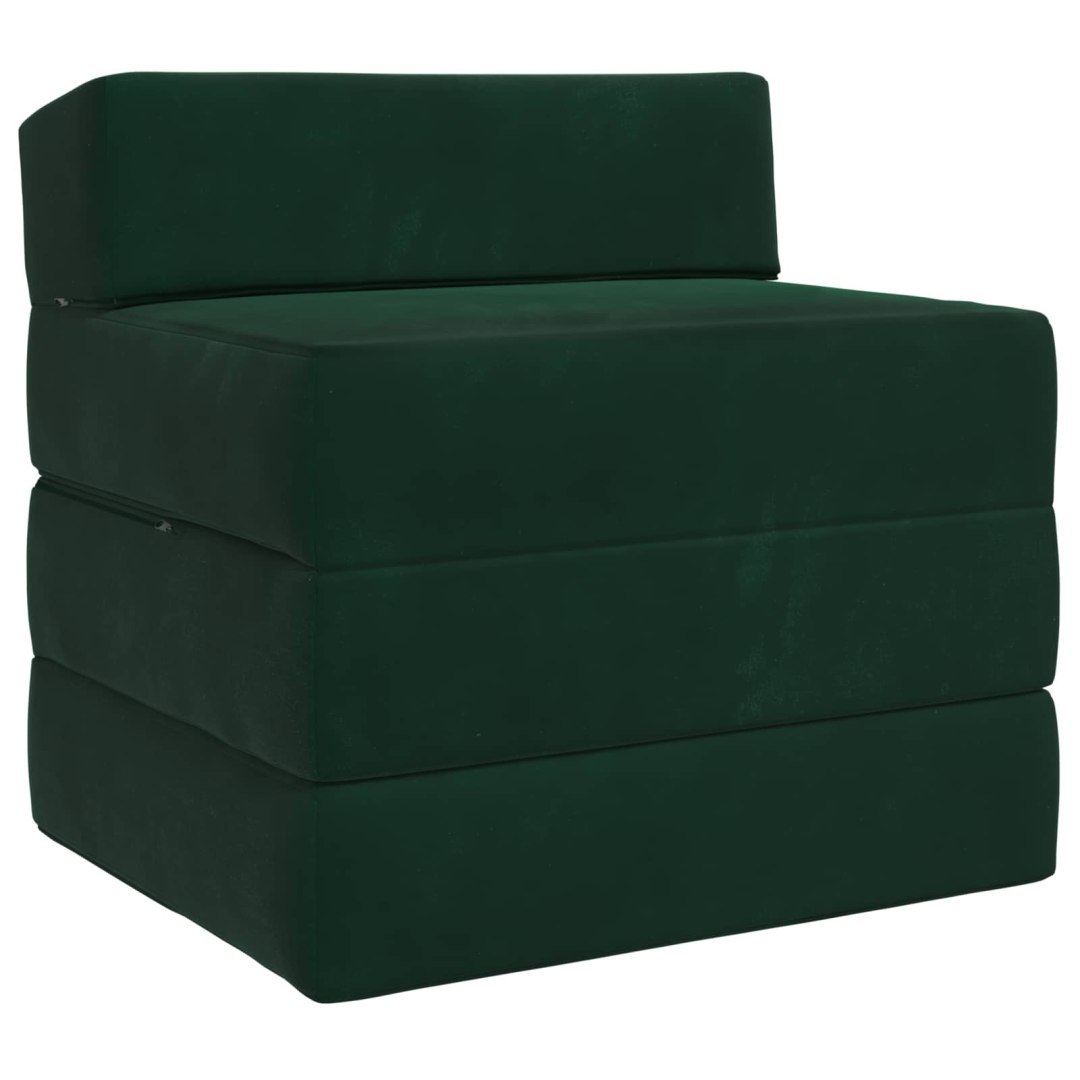 Składana Sofa Łóżko Ciemnozielony 70 x 60 x 63 cm Welur