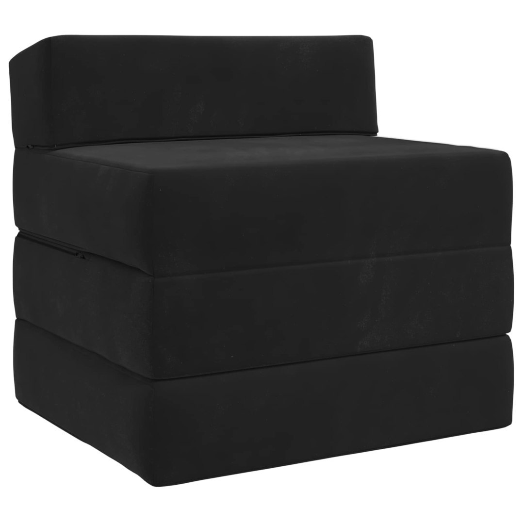 Składana Sofa Łóżko Czarny 70 x 60 x 63 cm Welur