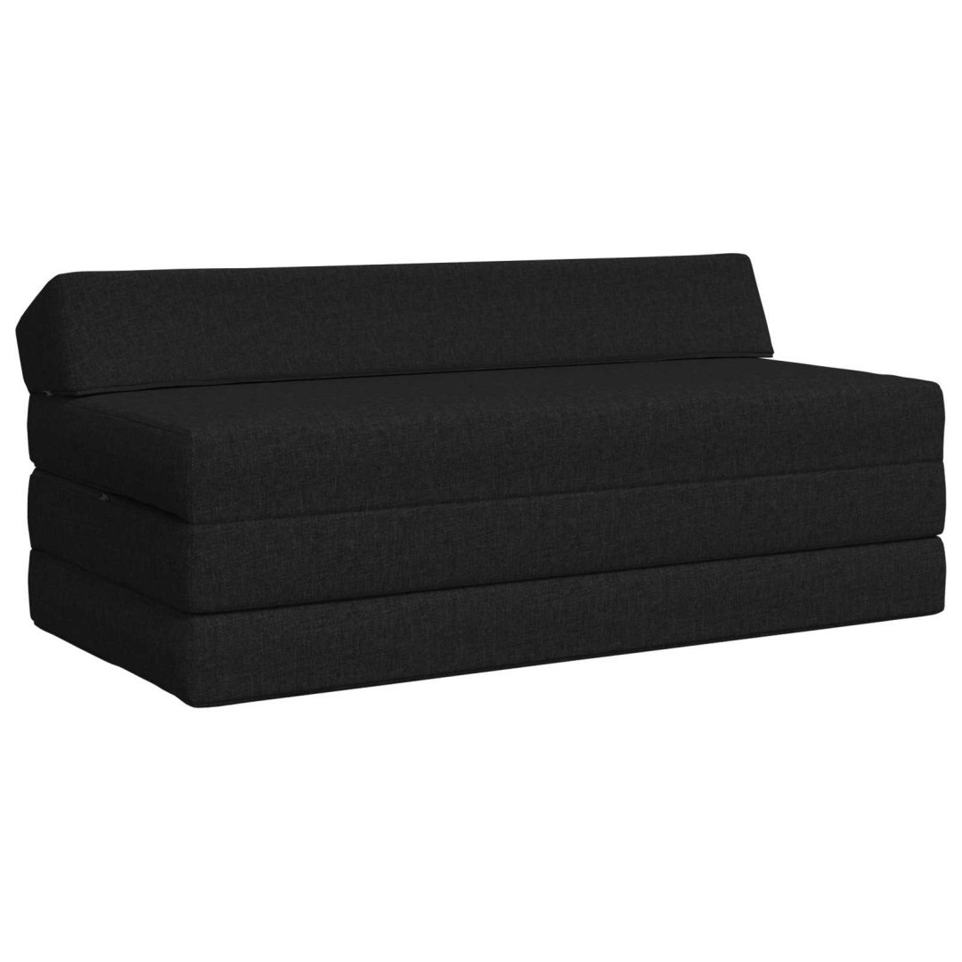 Składana Sofa Łóżko Czarny 120 x 60 x 49 cm tkanina