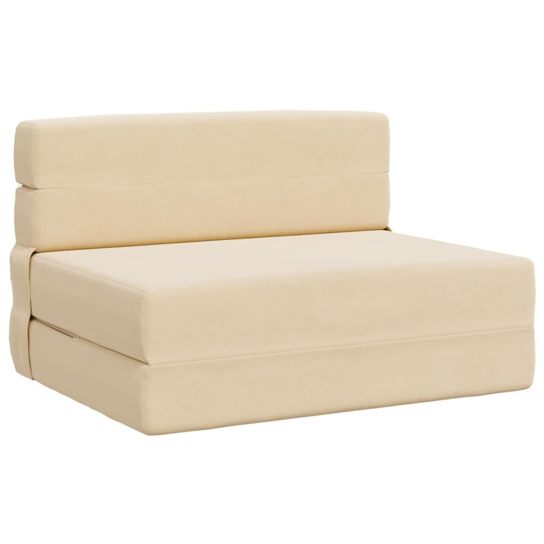 Składana Sofa Łóżko kremowy 100 x 80 x 60 cm tkanina