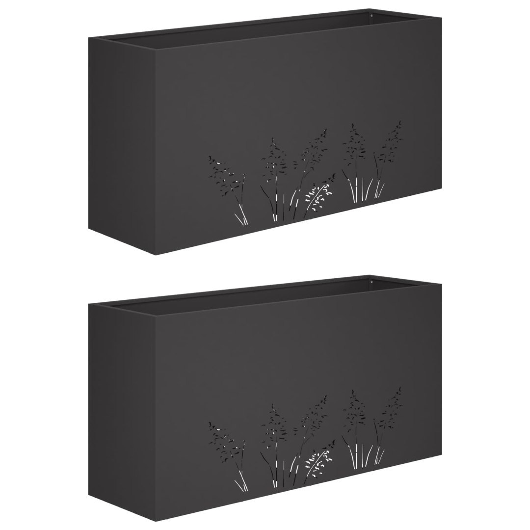 Doniczka ogrodowa 2 szt. Czarny 100 x 20 x 49 cm