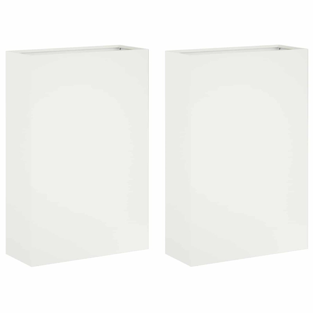 Doniczka ogrodowa 2 szt. Biały 40 x 20 x 75 cm Stal zimnogięta