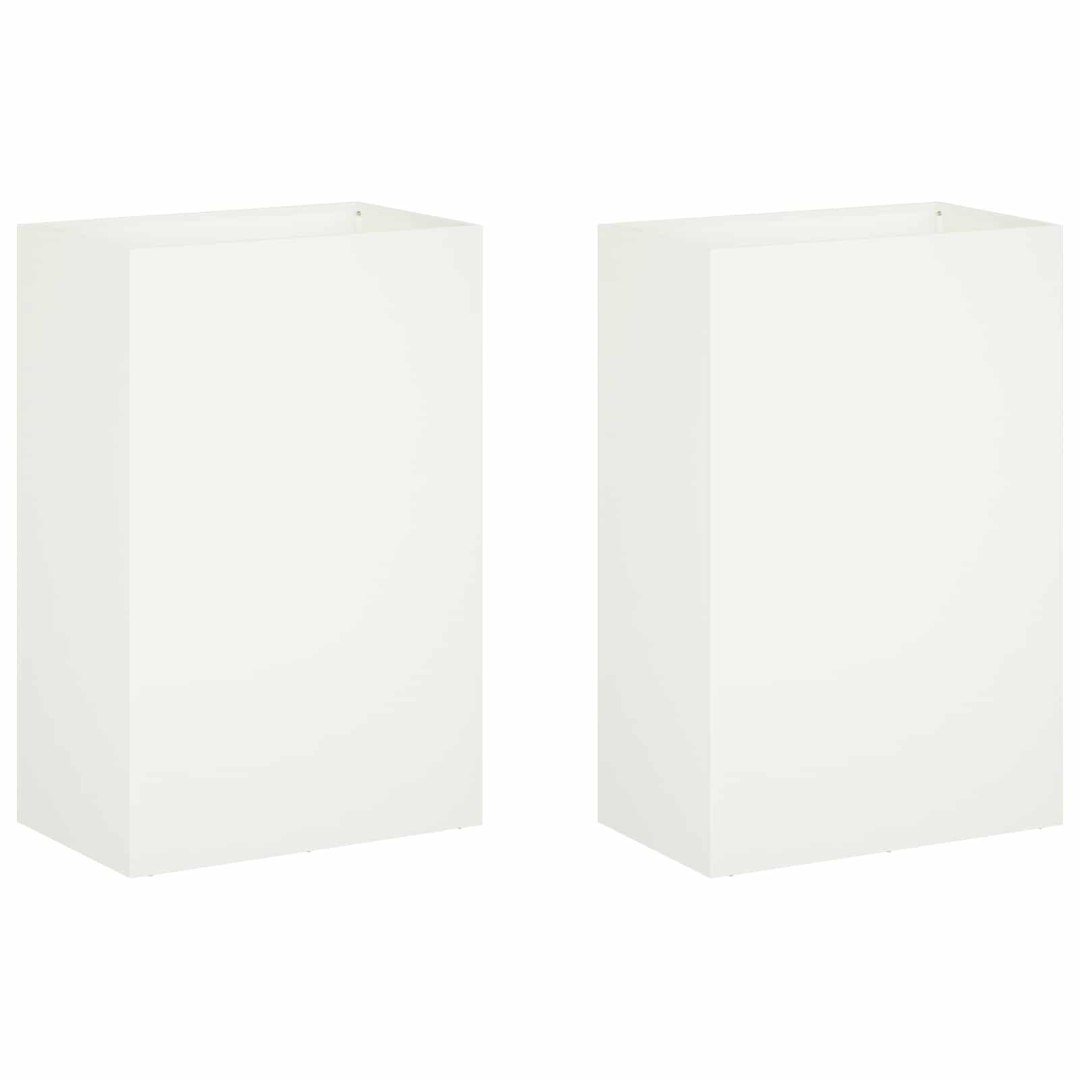 Doniczka ogrodowa 2 szt. Biały 50 x 30 x 75 cm Stal zimnogięta