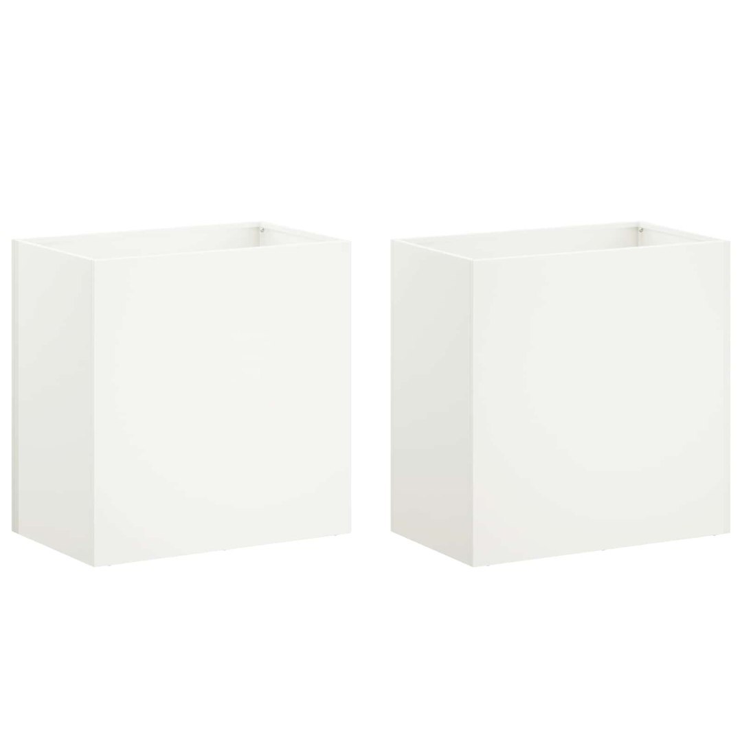 Doniczka ogrodowa 2 szt. Biały 50 x 30 x 40 cm Stal zimnogięta