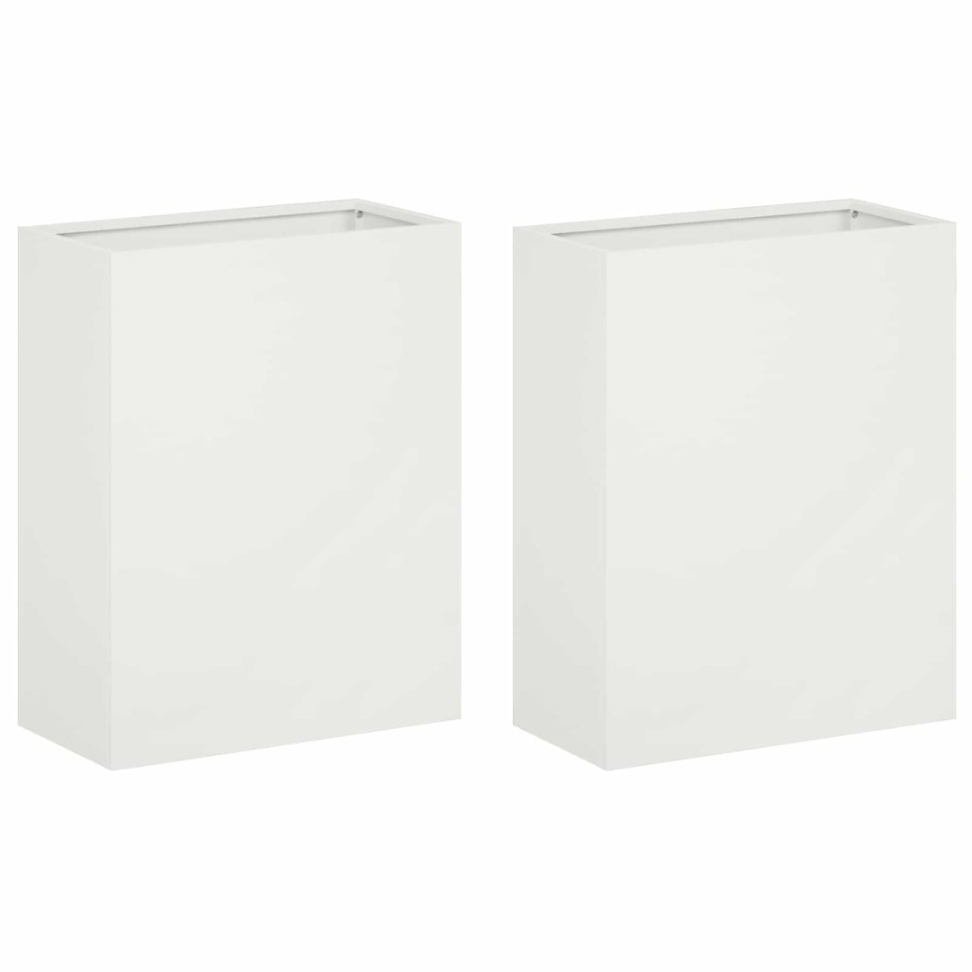 Doniczka ogrodowa 2 szt. Biały 40 x 20 x 50 cm Stal zimnogięta