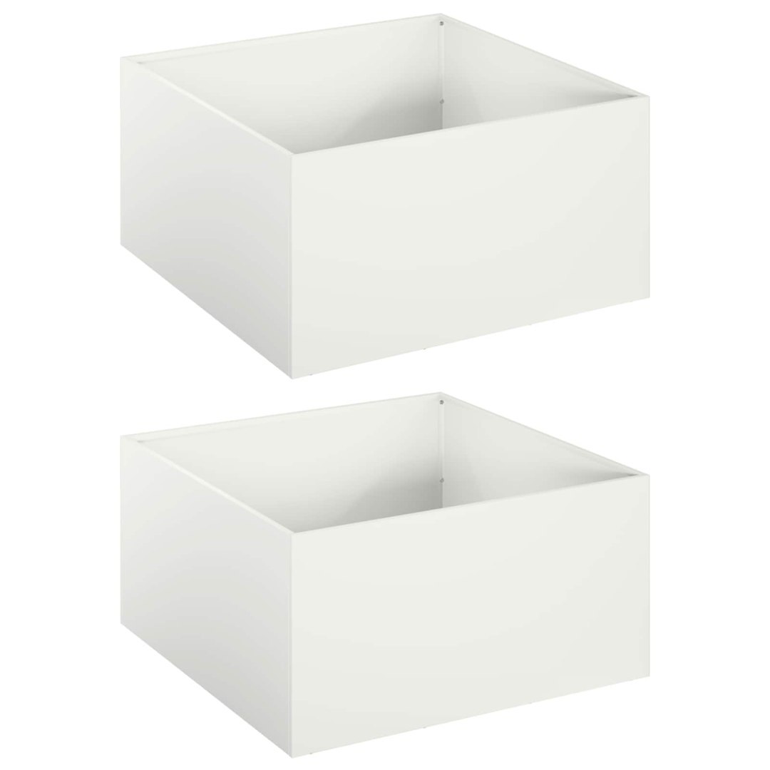 Doniczka ogrodowa 2 szt. Biały 60 x 60 x 30 cm Stal zimnogięta