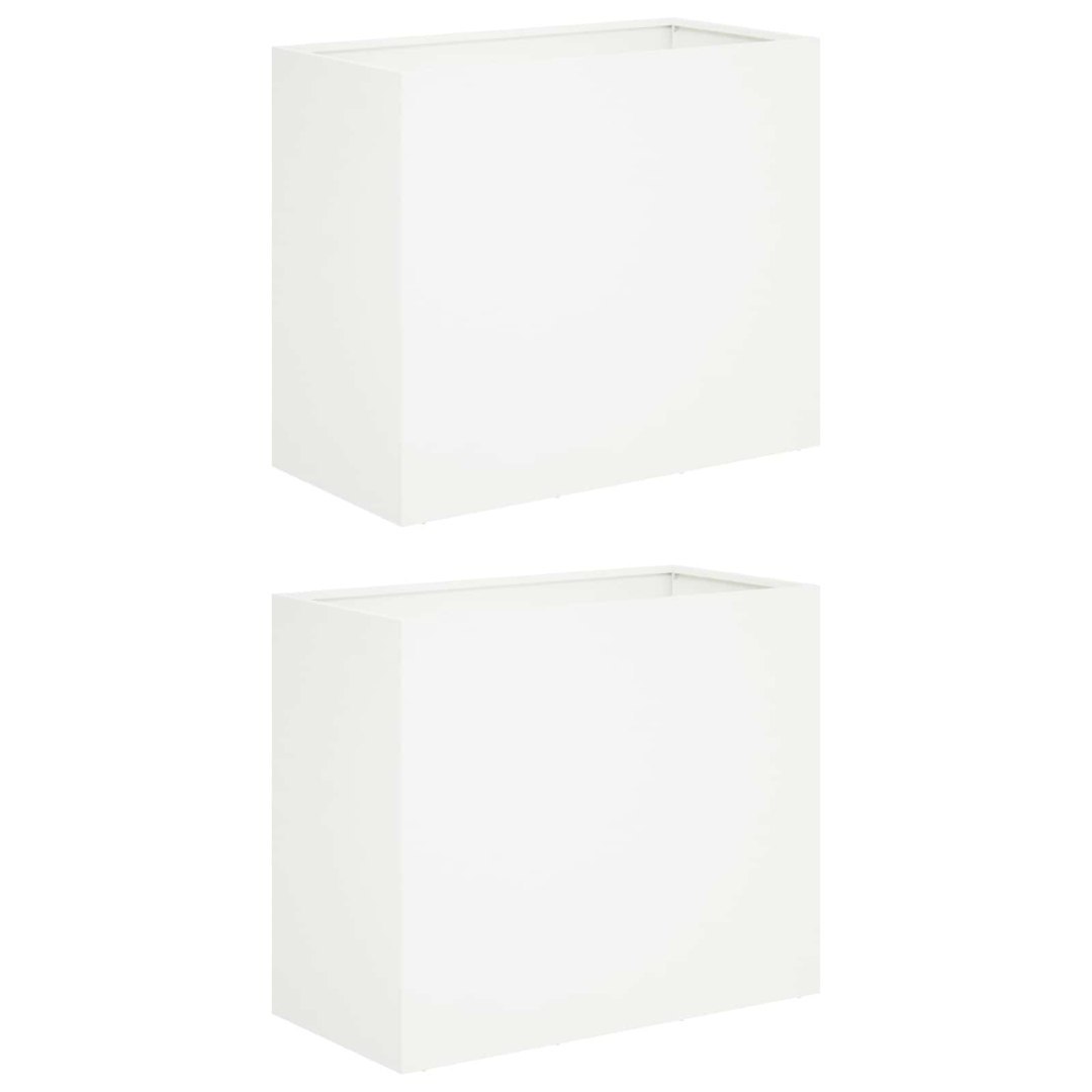Doniczka ogrodowa 2 szt. Biały 60 x 30 x 50 cm Stal zimnogięta