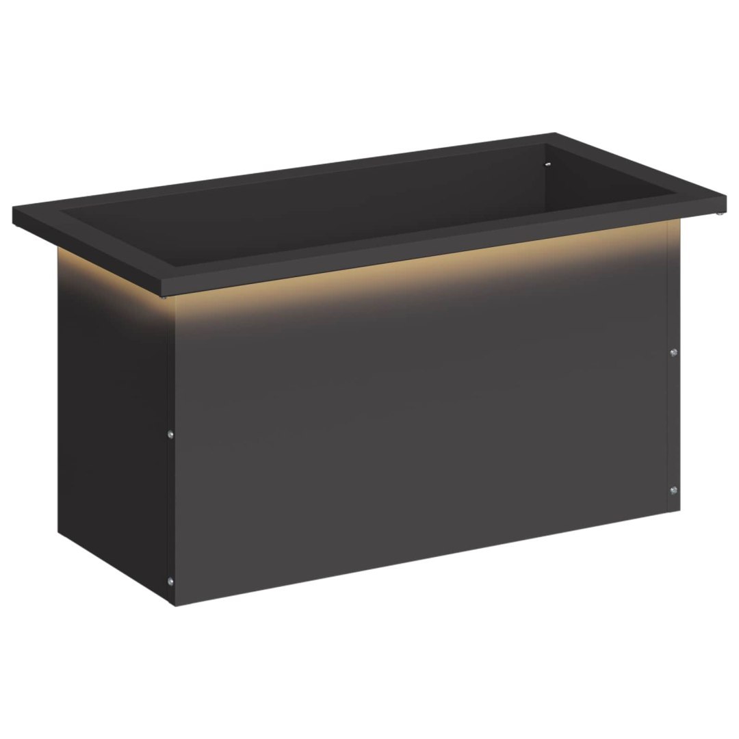 Donica ogrodowa z oświetleniem LED Czarny 30 x 60 x 30 cm Stal