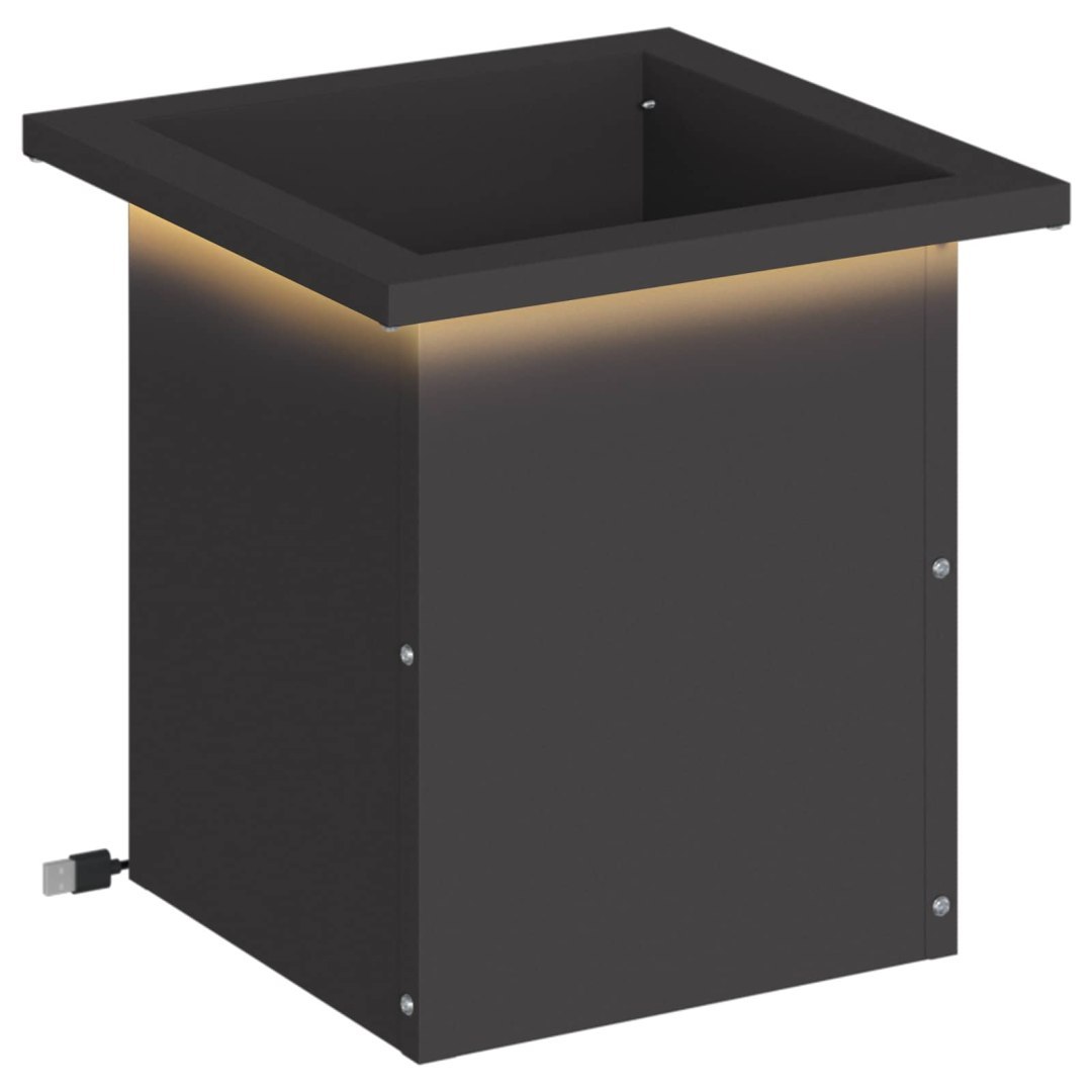 Donica ogrodowa z oświetleniem LED Czarny 30 x 30 x 30 cm Stal
