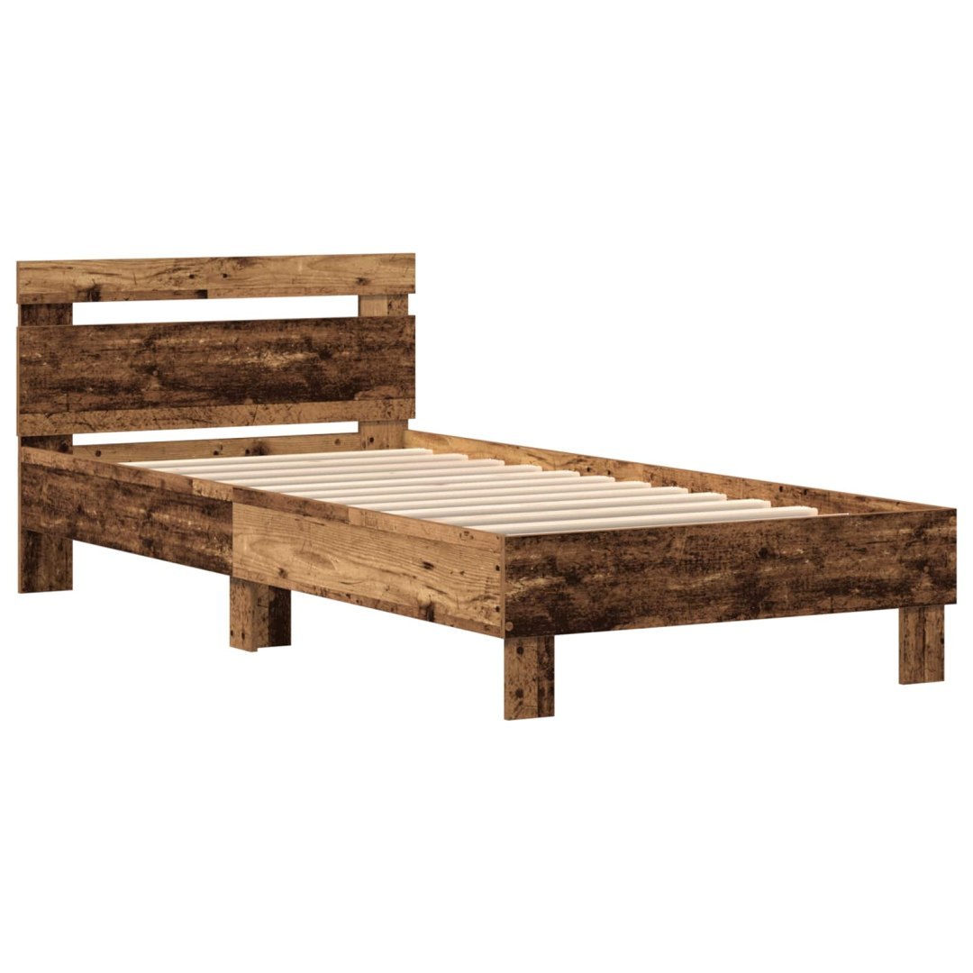 Ramka łóżka Stare drewno 90 x 200 cm Materiał drewnopochodny