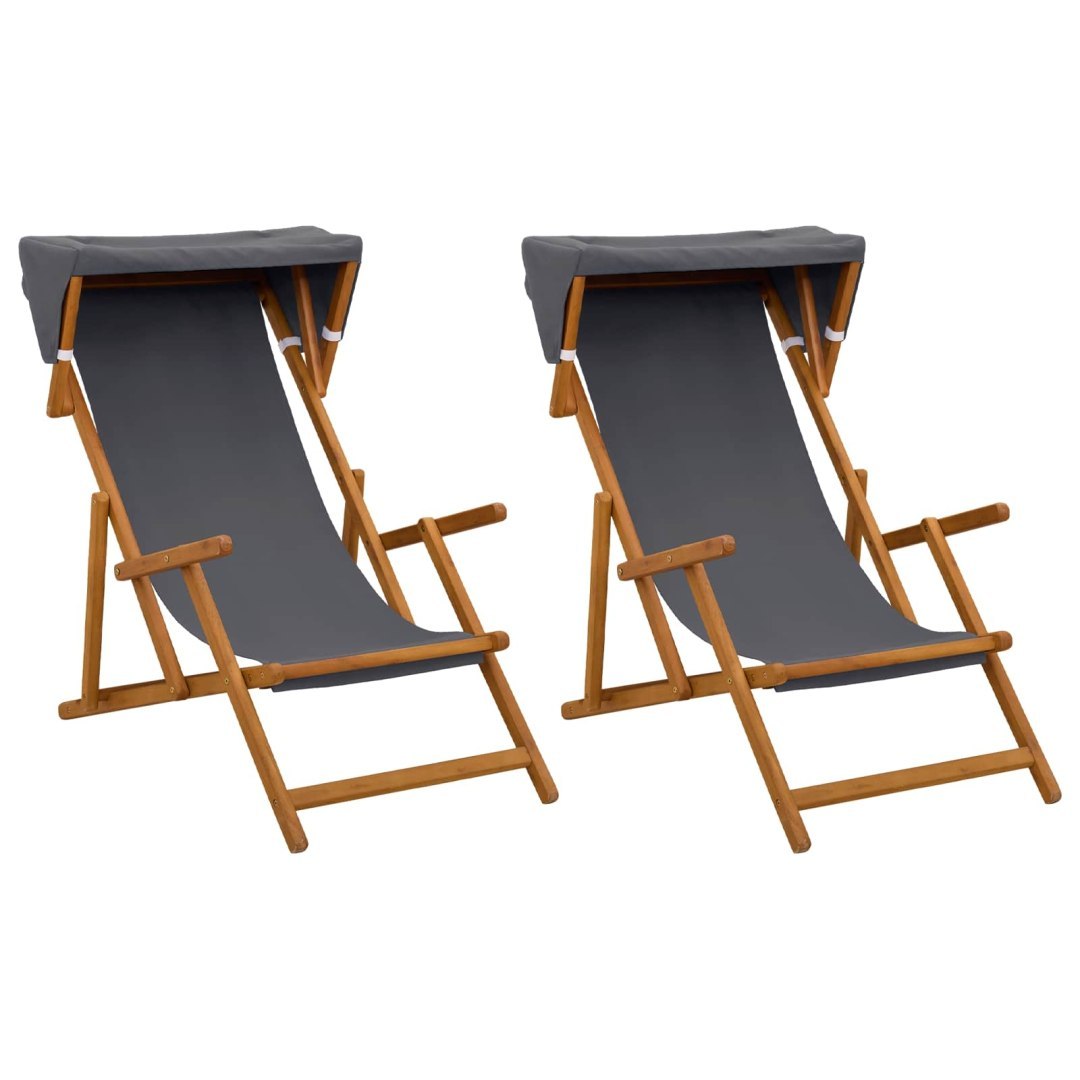 Fotel ogrodowy 2 pcs 3 Pozycja Lite Drewno Eukaliptusowe Szary