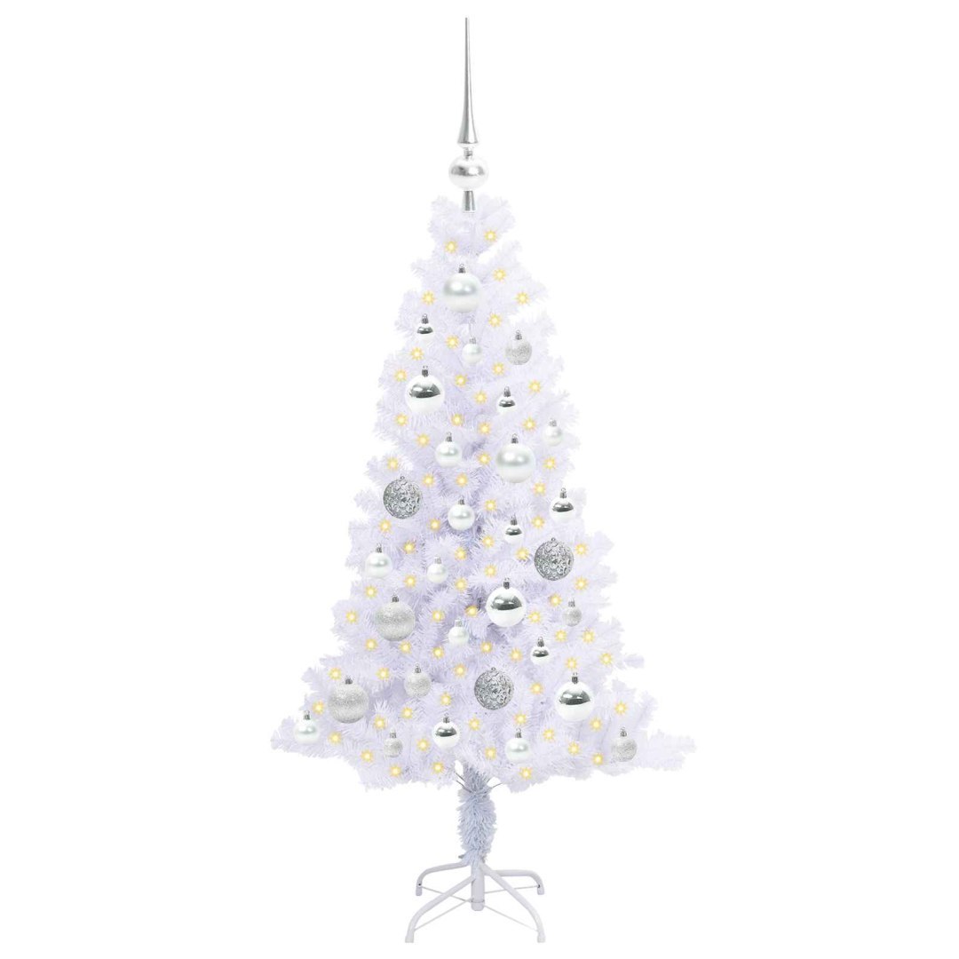 Sztuczna choinka z 150 diodami LED Biały 120 cm PVC i Stal