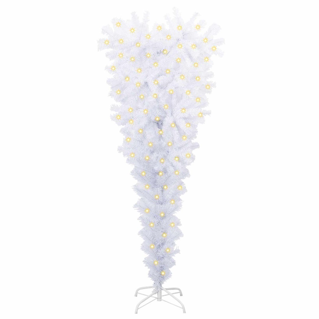 Sztuczna choinka z 150 diodami LED Biały 120 cm PVC i stal