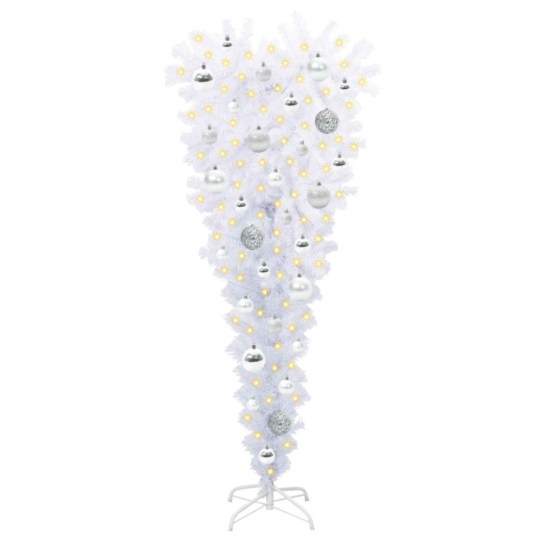 Sztuczna choinka z 150 diodami LED Biały 120 cm PVC i Stal