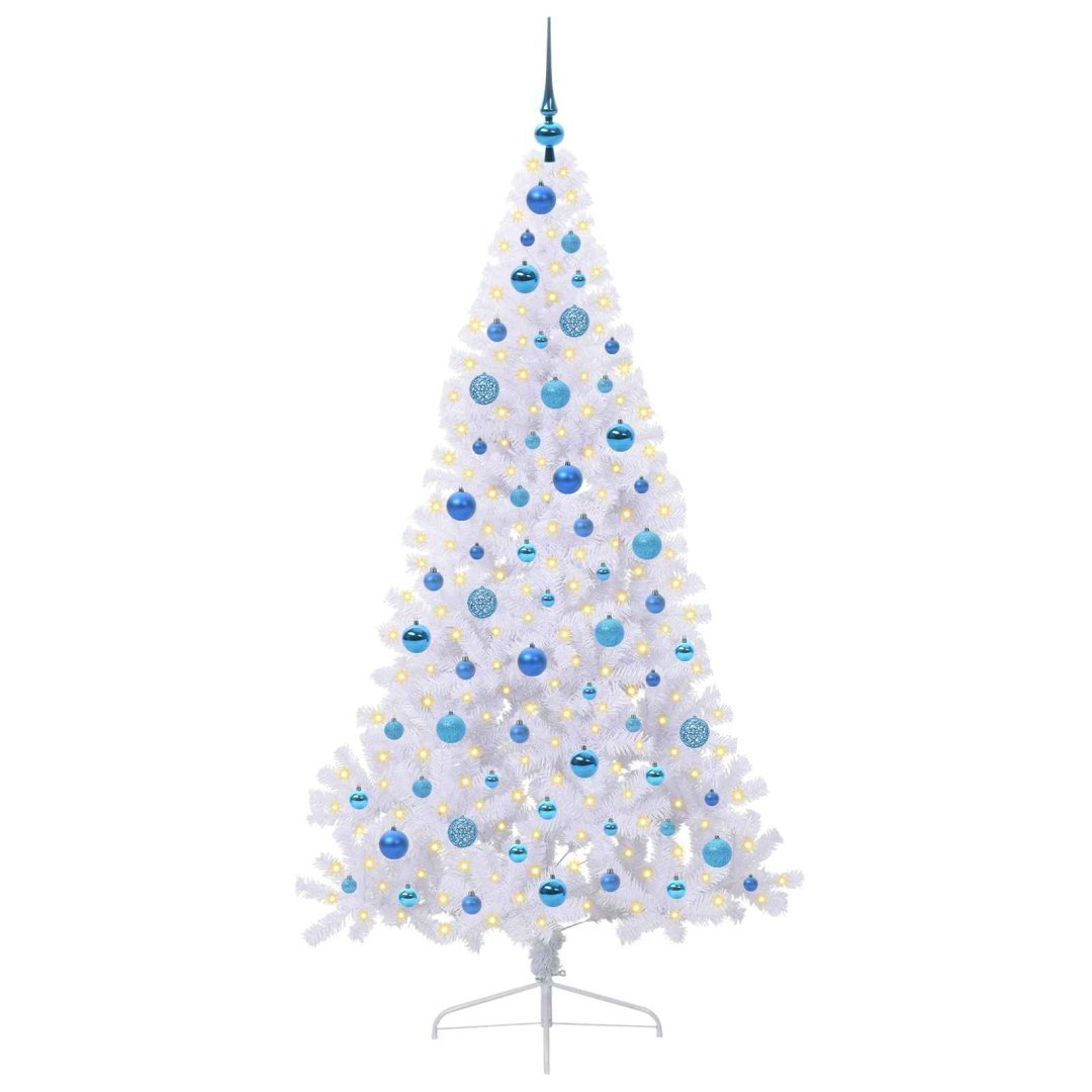 Sztuczna choinka z 300 diodami LED Biały 180 cm PVC i stal