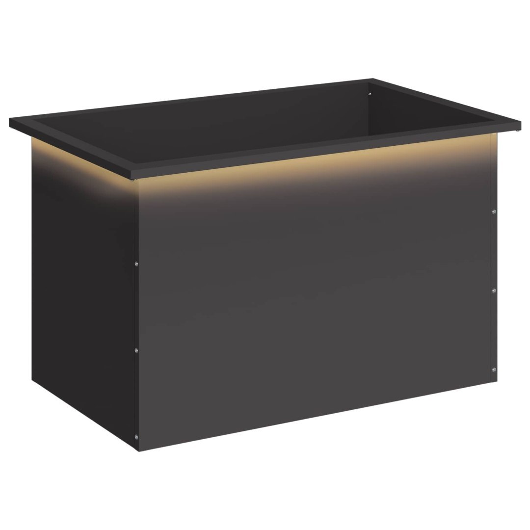 Donica ogrodowa z oświetleniem LED Czarny 50 x 80 x 48 cm Stal