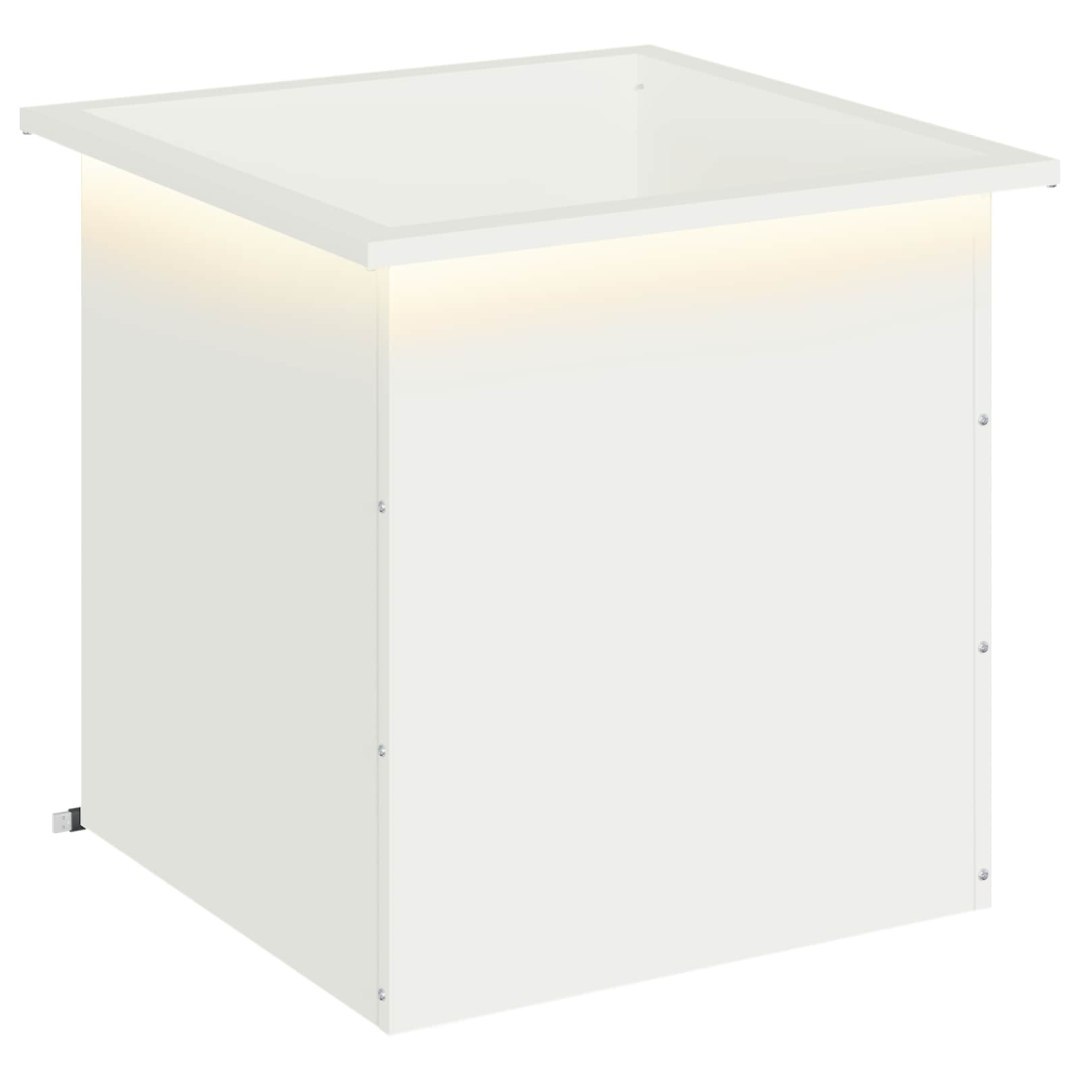 Donica ogrodowa z oświetleniem LED Biały 50 x 50 x 48 cm Stal