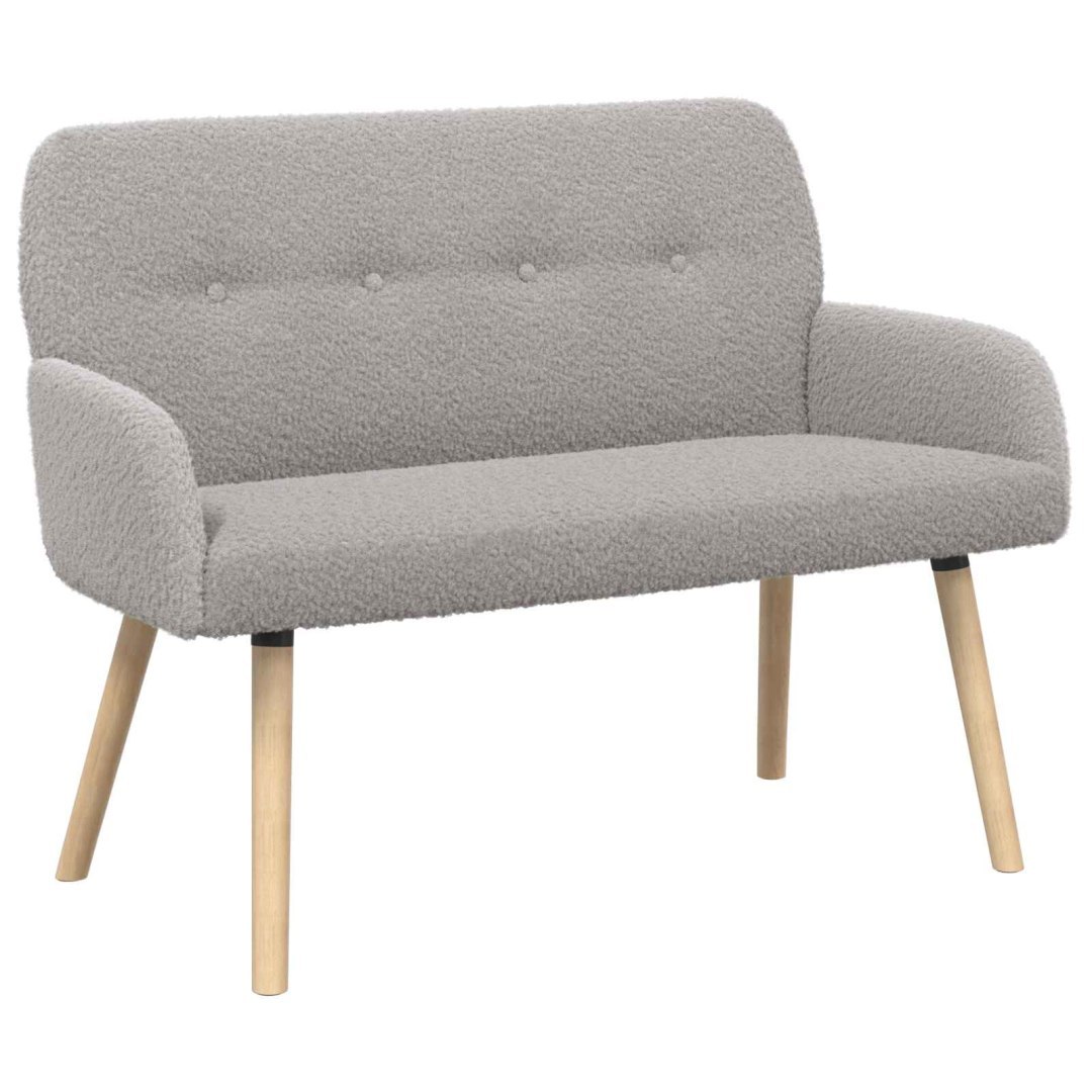 Sofa dwuosobowa na nogach z litego drewna jasnoszary Bouclé