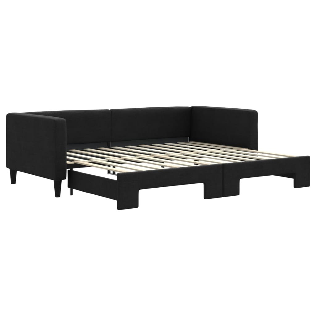 Sofa rozsuwana, czarna, 90x200 cm, tkanina