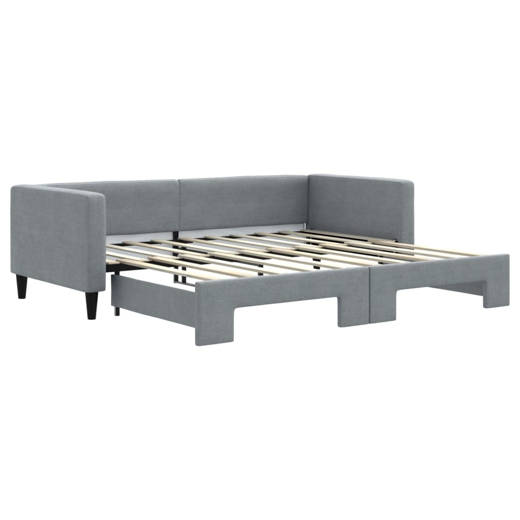 Sofa rozsuwana, jasnoszara, 90x190 cm, tkanina