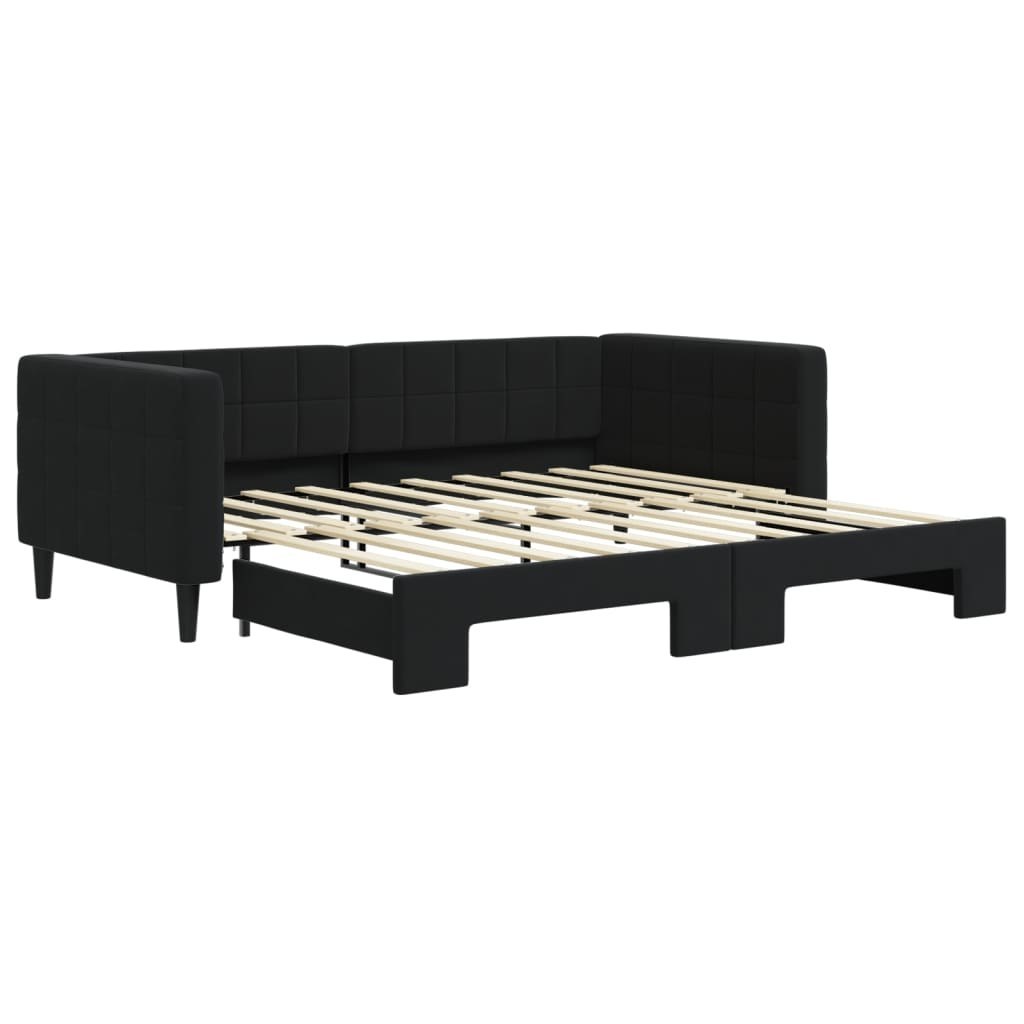 Sofa rozsuwana, czarna, 90x190 cm, aksamit