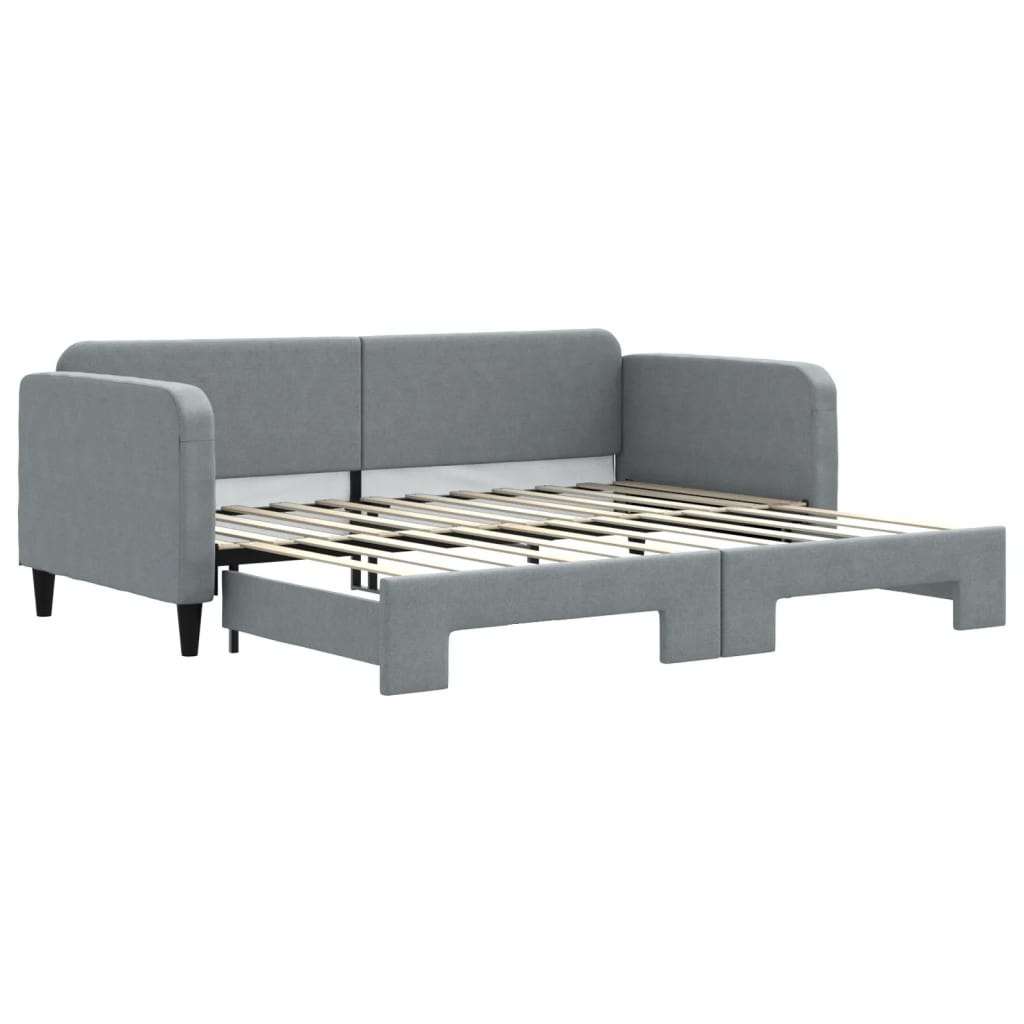 Sofa rozsuwana, jasnoszara, 90x200 cm, tkanina