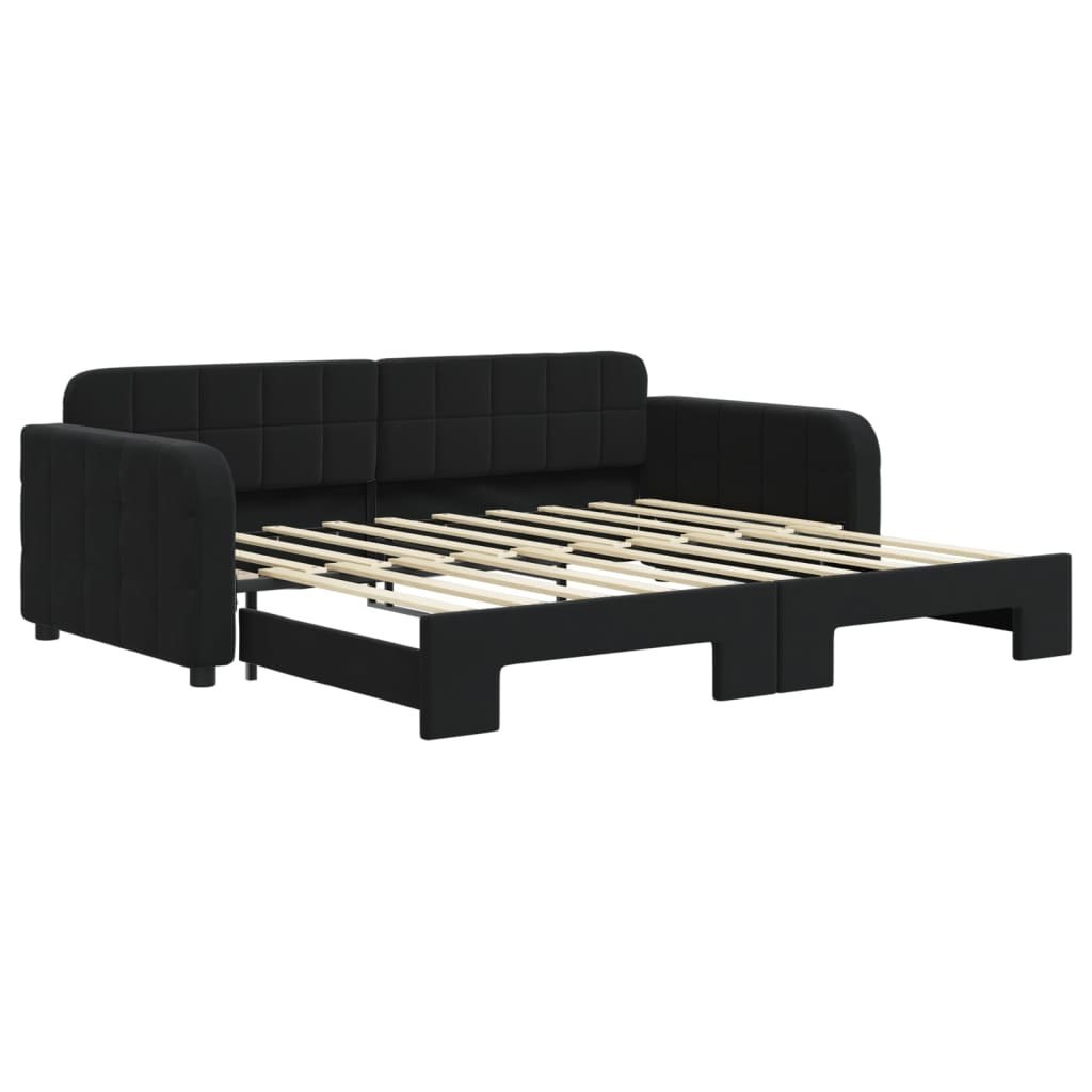 Sofa rozsuwana, czarna, 90x190 cm, aksamit