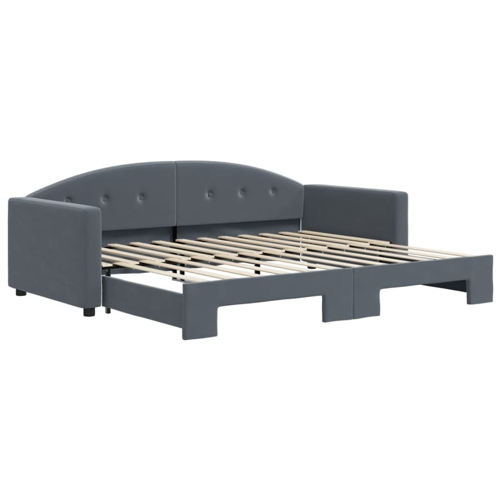 Sofa rozsuwana, ciemnoszara, 90x200 cm, aksamit