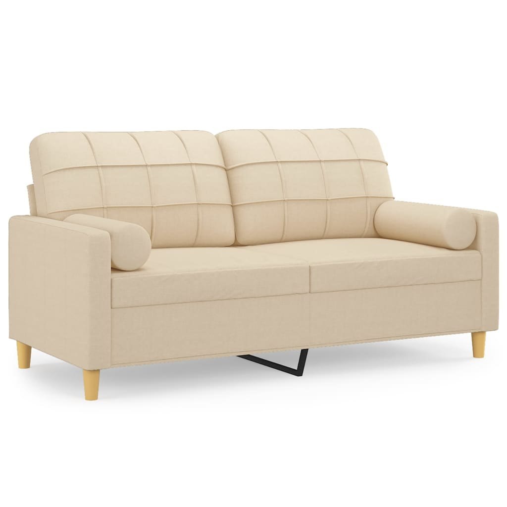 2-osobowa sofa z poduszkami, kremowa, 140 cm, tkanina