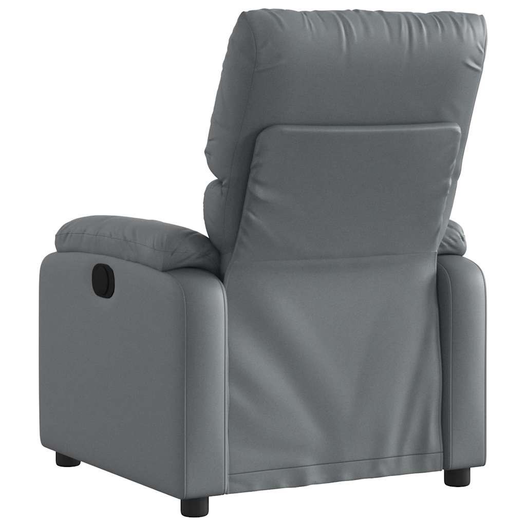 Fotel do masażu z funkcją rozkładania, szary, ze sztucznej skóry
