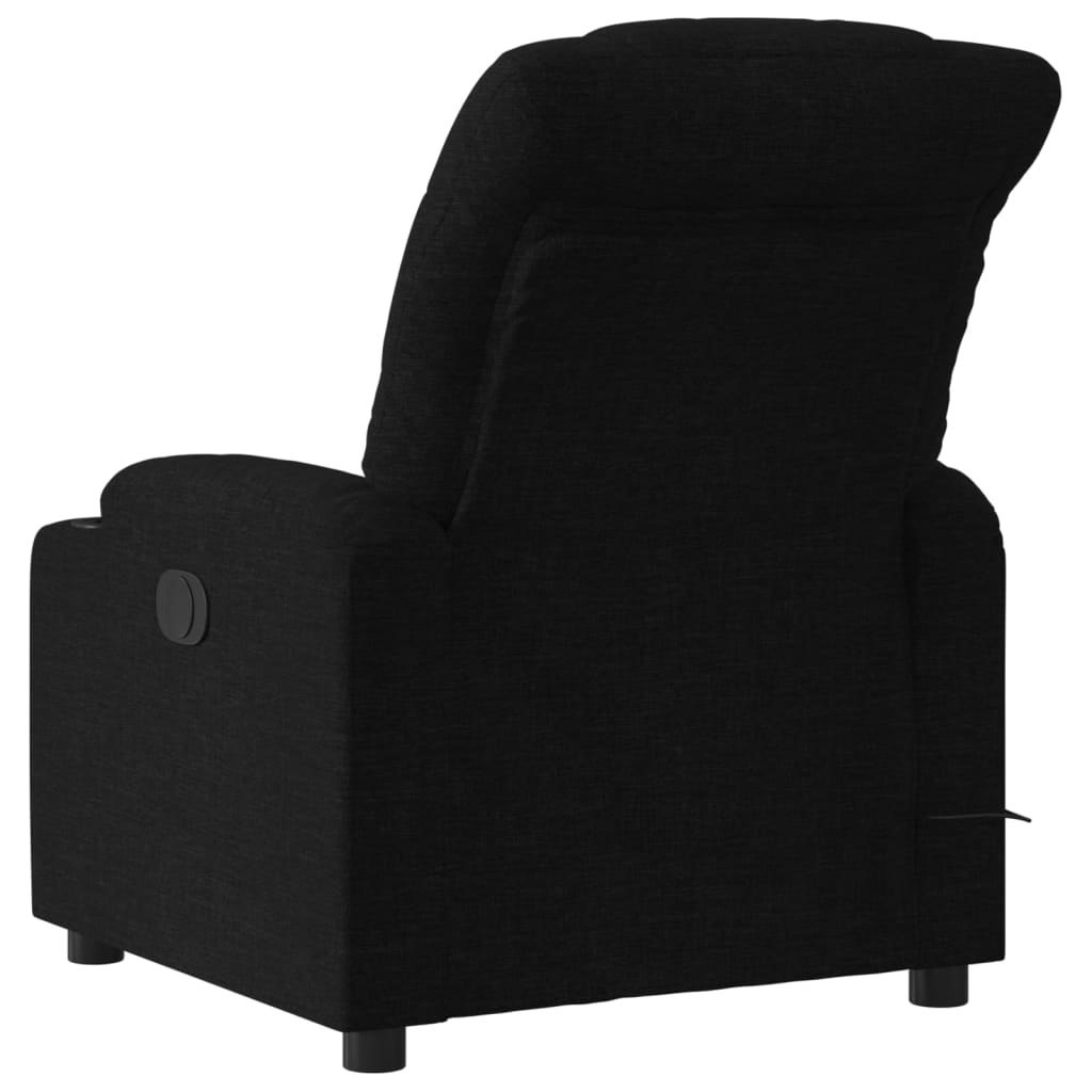 Fotel masujący z funkcją relaksacji, czarny, materiałowy