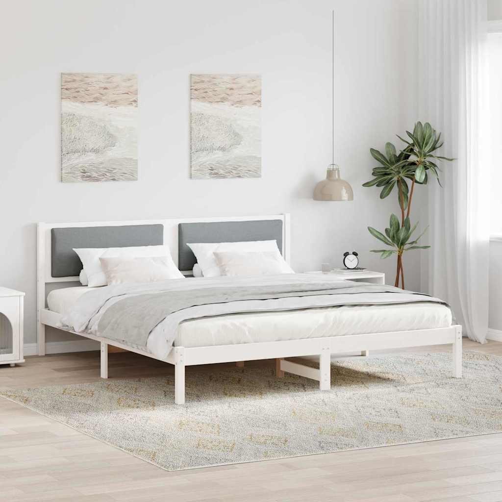 Ramka łóżka Jasnoszary 200 x 200 cm Lite drewno sosnowe